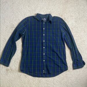Stafford Blue and Green Casual Button Down Shirt
